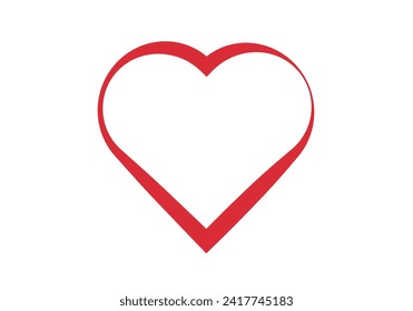 Red icon of a heart made with stroke.