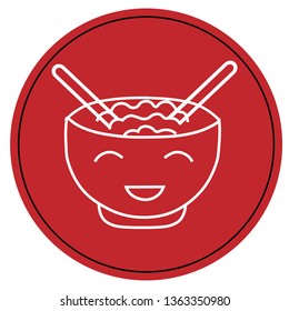 red icon, lame in a bowl with chopsticks for sushi