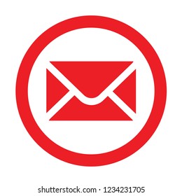 red icon mail with a circle. Multimedia concept.