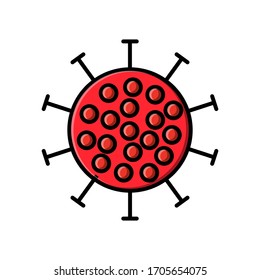 Red icon of medical virus microbe dangerous deadly strain covid-19 coronavirus epidemic pandemic disease. Vector illustration isolated on a white background