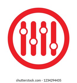 red icon mixer with a circle. Multimedia concept.