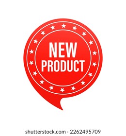Red icon of a new product. Modern web banner element. Vector illustration