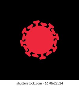  Icono rojo en el fondo negro. 2019-nCoV Novel Coronavirus bacterias. Icono de las bacterias del Coronavirus. No Infección y Stop Coronavirus Concepto. 