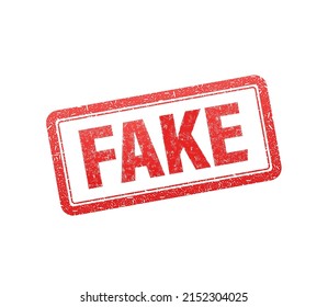 Red icon on white background. Red stamp with fake sign.