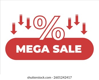 Red icon percentage with arrows down frame mega discount
Promotion, sale price drop