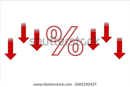 Red icon percentage with arrows down discount, promotion, sale
Vector icon percentage price drop