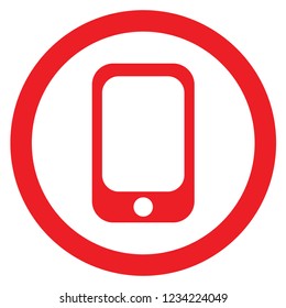 red icon phone with a circle. Multimedia concept