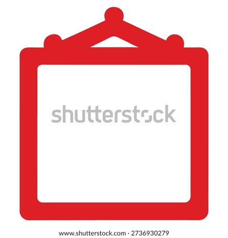 A red icon shaped like a frame with a blank space, suitable for certificates, awards, or important documents.