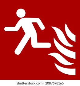 Cartel de iconos rojos para extintores de incendios. Fuego, símbolo de hombre o etiqueta.