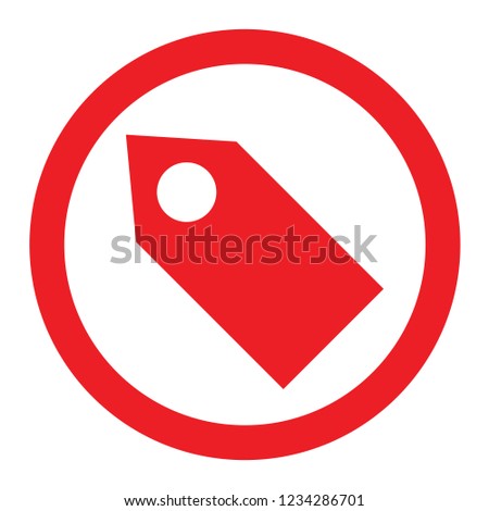 red icon tag with a circle. Multimedia concept.