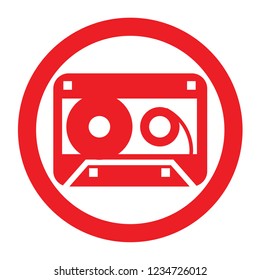 Red icon tape with a circle. Multimedia concept.