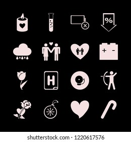 red icon. red vector icons set archer, car battery, rose heart and tulip