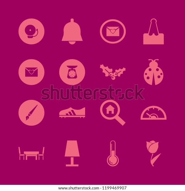 red icon. red vector icons set school bell,\
bell, table chairs and search\
house