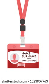 Red id lanyard. vector illustration