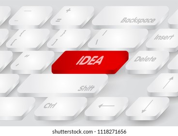 Red idea keyboard on white background.