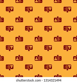Red Identification badge icon isolated seamless pattern on brown background. Identification card. It can be used for presentation, identity of the company, advertising and etc. Vector Illustration