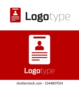 Red Identification badge icon isolated on white background. It can be used for presentation, identity of the company, advertising. Logo design template element. Vector Illustration