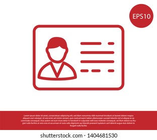 Red Identification badge line icon isolated on white background. It can be used for presentation, identity of the company, advertising. Vector Illustration
