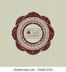 Red identification card icon inside grunge stamp