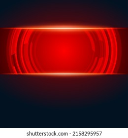 Red illuminated cell digital technology circle cyberspace connection futuristic engineering circular system poster background template vector illustration. Glossy round geometric hi tech abstract data