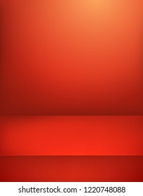 Red illuminated stage. Vector illustration. Vertical advertising template