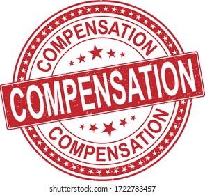 red Illustration of compensation text buffered on white background