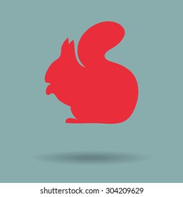 Red illustration with squirrels isolated 