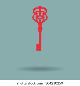 Red Illustration of vintage Key - vector 