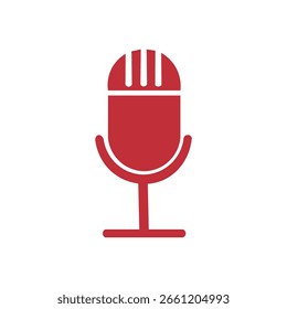 Imagem vermelha de um microfone de estúdio profissional ideal para logotipos