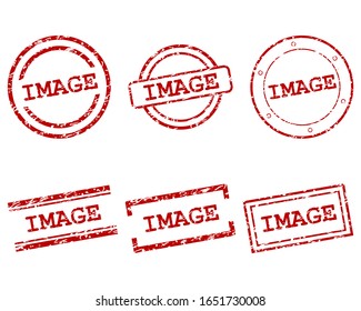 Sellos de imagen roja en blanco