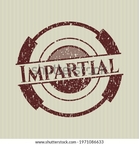 Red Impartial rubber stamp with grunge texture. 