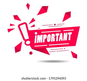 Red Important banner for marketing with exclamation mark for business, Marketing element on signboard. Eps 10 vector