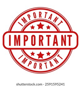 Red Important isolated stamp, sticker, sign with stars vector illustration