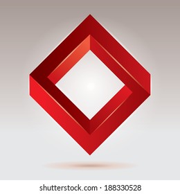 Figura roja imposible, rhombus, objetos vectoriales abstractos