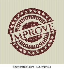 Red Improve rubber stamp with grunge texture