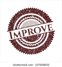 Red Improve rubber stamp with grunge texture