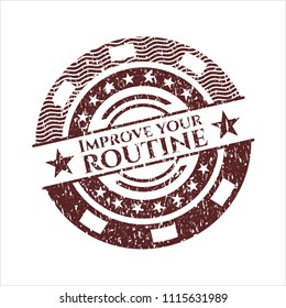 Red Improve your routine distressed rubber stamp