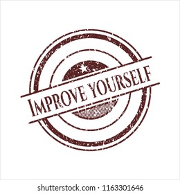 Red Improve yourself distressed rubber seal
