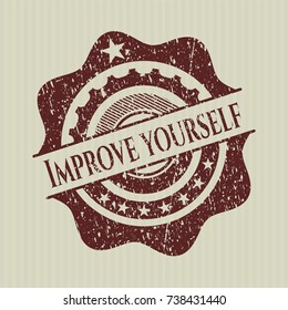 Red Improve yourself distressed rubber seal