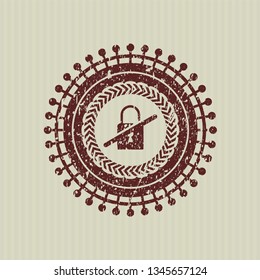 Red inaccessible icon inside distress rubber texture