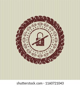 Red inaccessible icon inside distressed rubber stamp