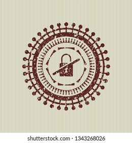 Red inaccessible icon inside grunge seal
