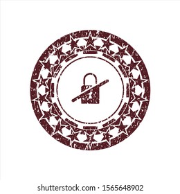 Red inaccessible icon inside rubber grunge texture stamp