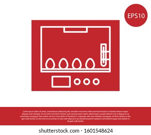 Red Incubator for eggs icon isolated on white background.  Vector Illustration