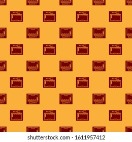 Red Incubator for eggs icon isolated seamless pattern on brown background.  Vector Illustration