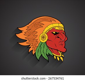 Red Indian Cartoon Face Expression
