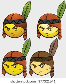 Red Indian Emoticon Set