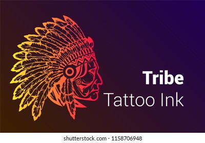 Red Indian Tattoo graphic vector design for print 