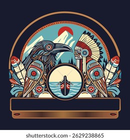 Red Indian Traditional Design Vector For Logo T-shirt Design EPS 10