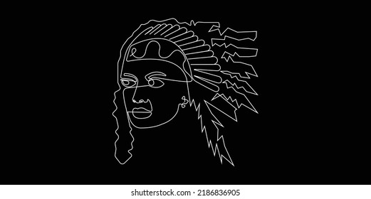 diseño de arte de una línea vectorial indio rojo para afiches, portada, fondo.